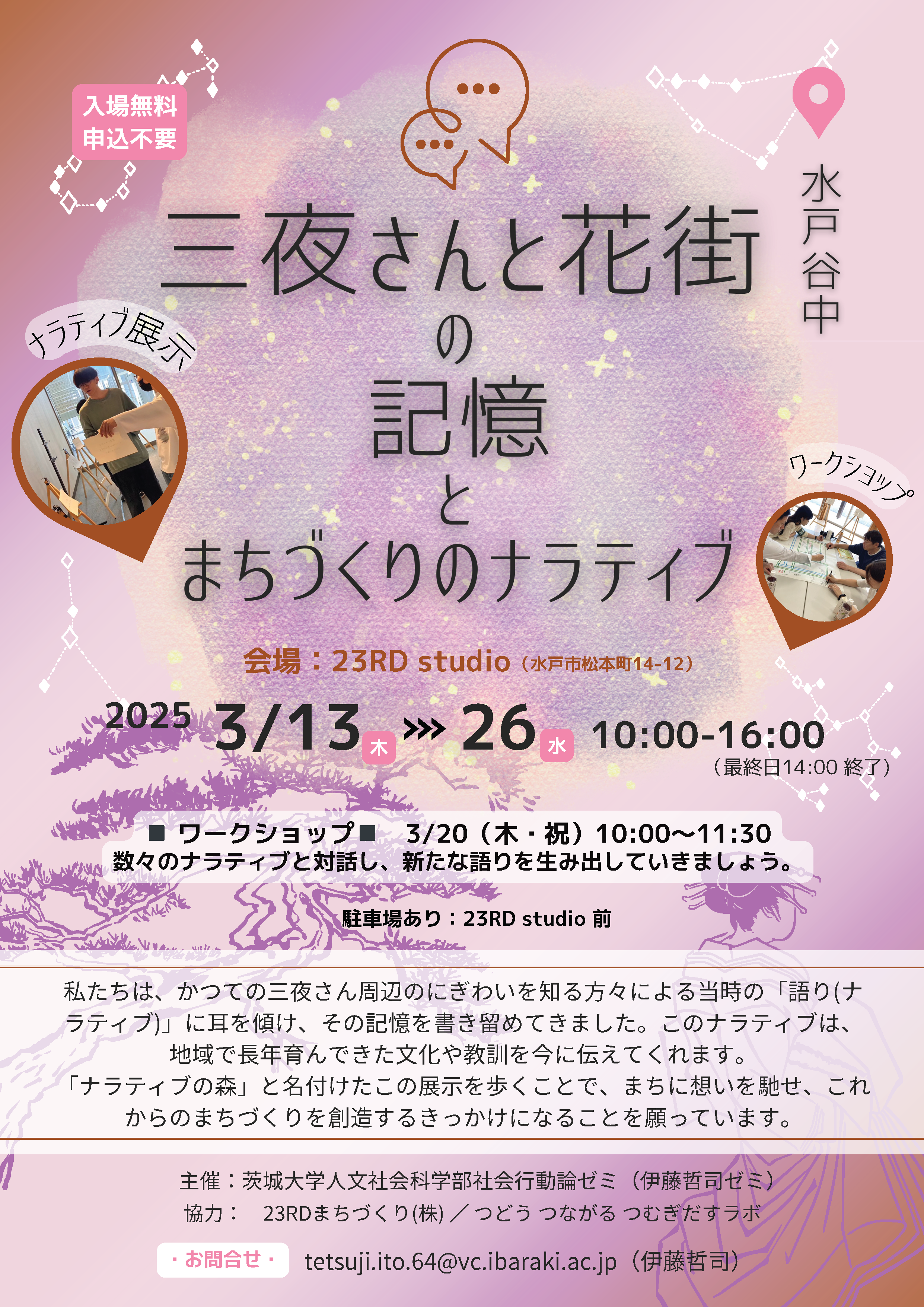 三夜さんと花街の記憶とまちづくりのナラティブのチラシ